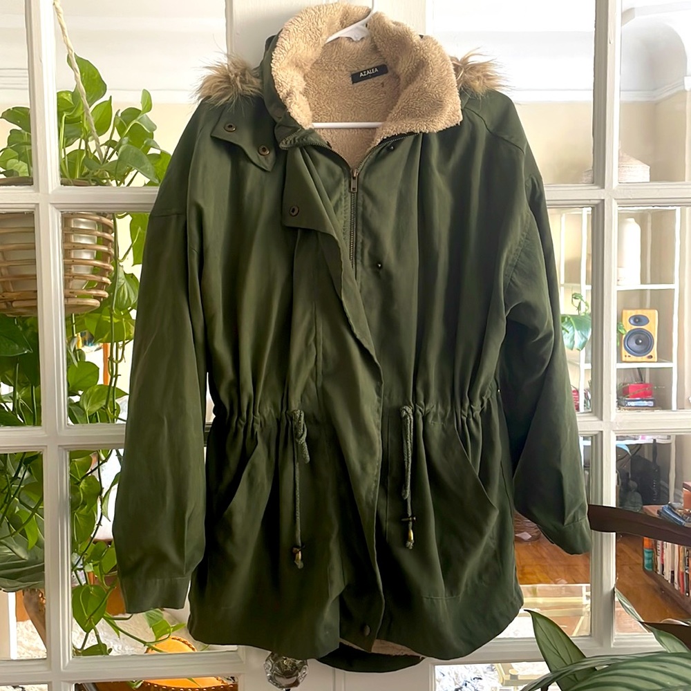 Azalea SF green oversized teddy parka